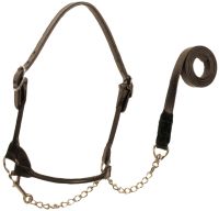 Leather Cow Halter Rolled Nose With Lead